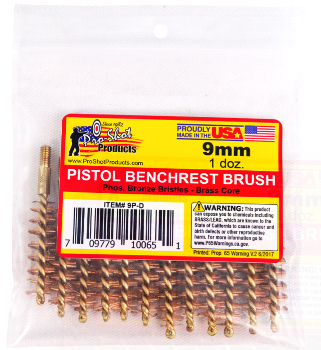 Bronze 9mm Chamber Brush QTY: 12